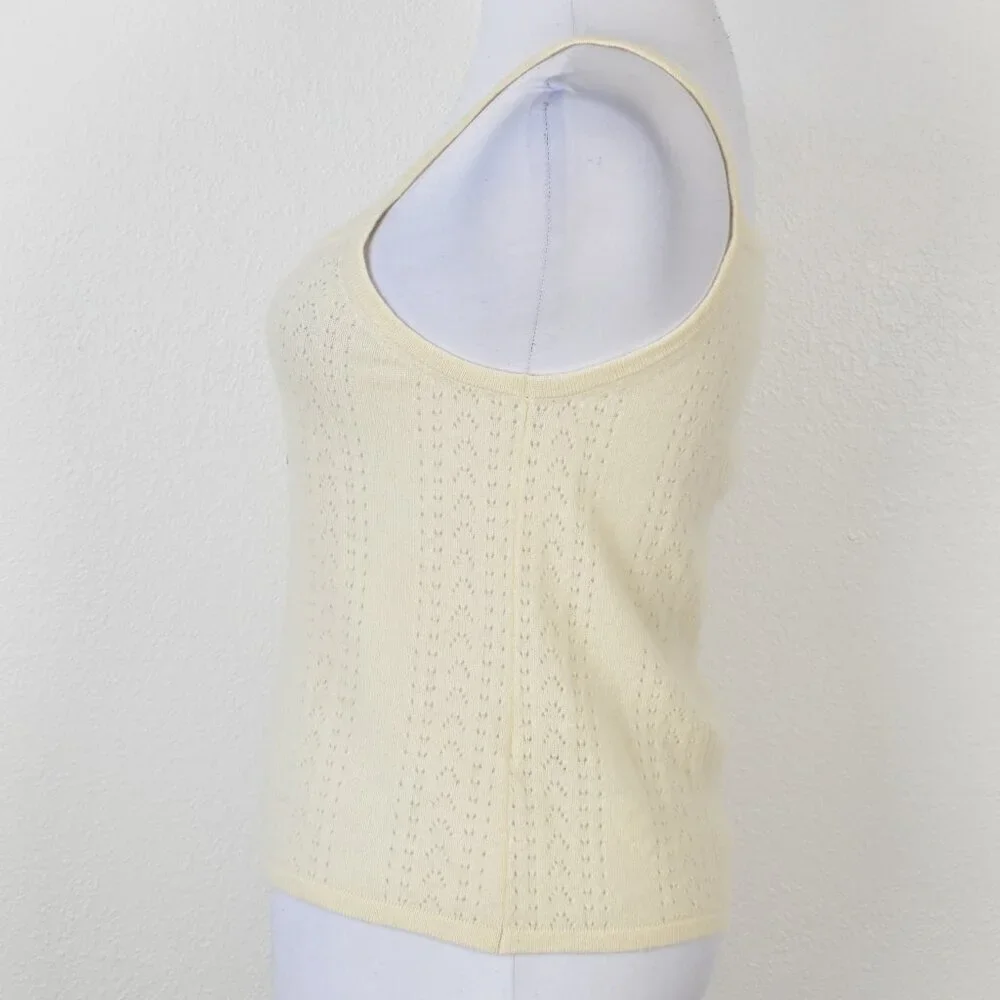 La Ligne Camille Pointelle-knit Cashmere Tank - S - Picture 4 of 9